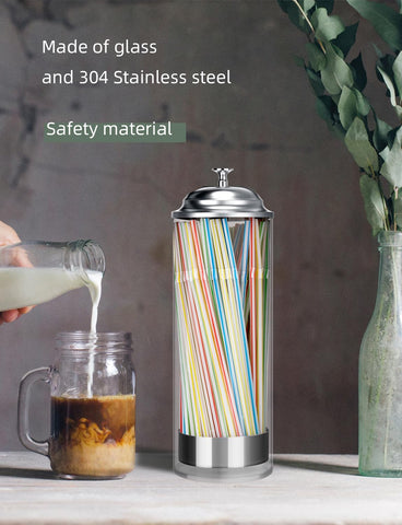 Biginiwa clear glass straw container with lid keeps pantry neat and protects contents.