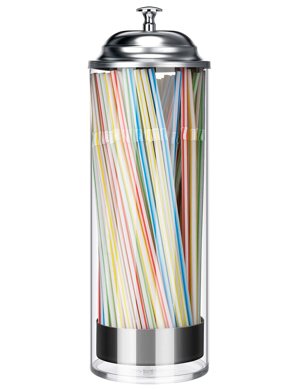 Biginiwa straw holder dispenser in clear glass keeps counters organized and accessible.