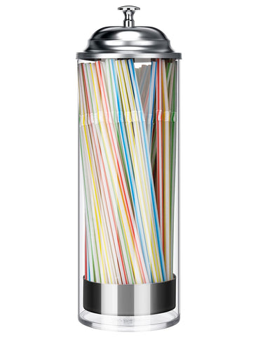 Biginiwa straw holder dispenser in clear glass keeps counters organized and accessible.