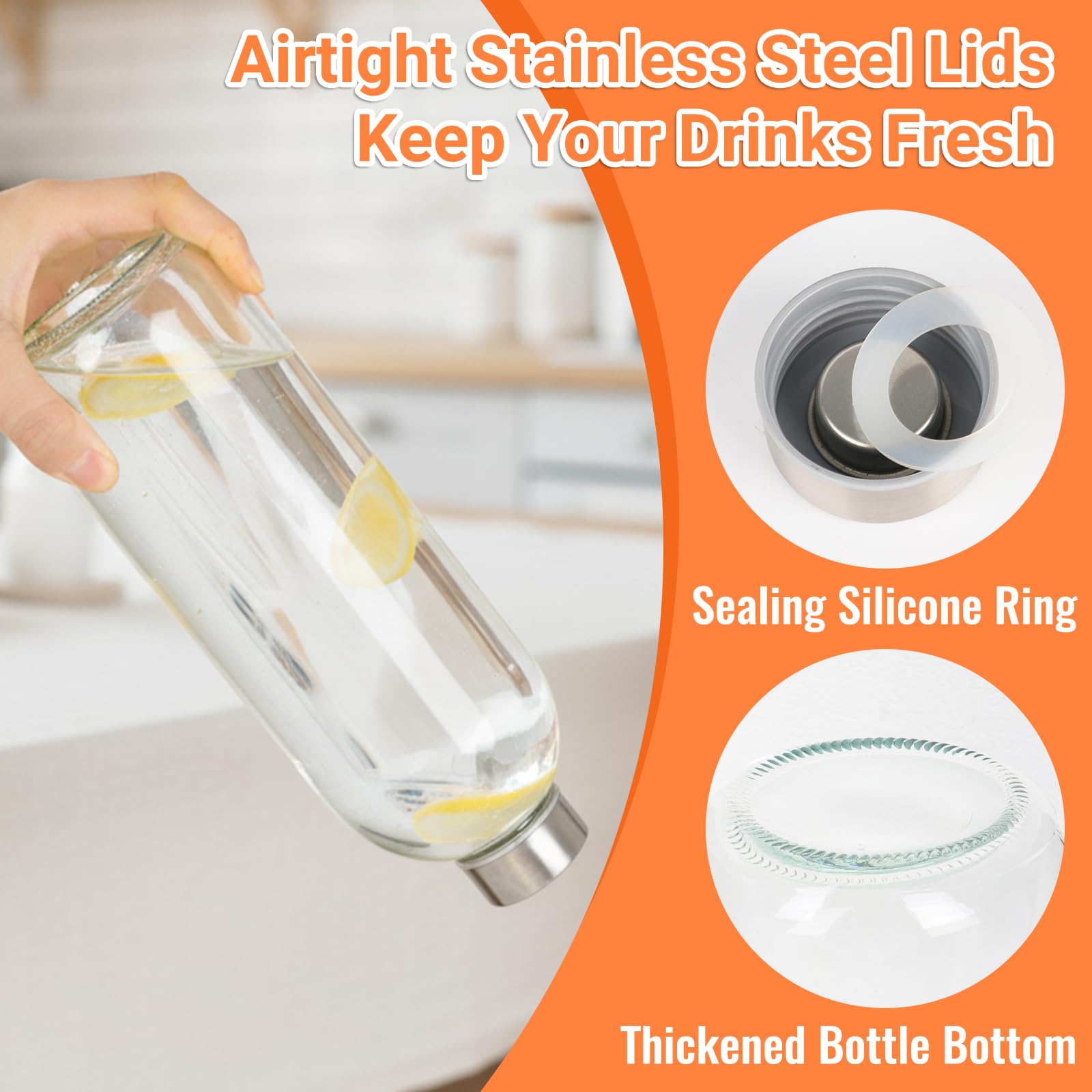 BIGIVACA 6-pack glass bottles ideal for juicing or milk with labels