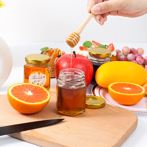 BIGIVACA hexagon glass jar with gold lid for elegant presentation.