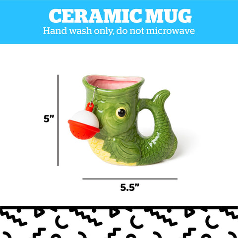 BigMouth Fish Mug in use with tea at desk for daily rituals
