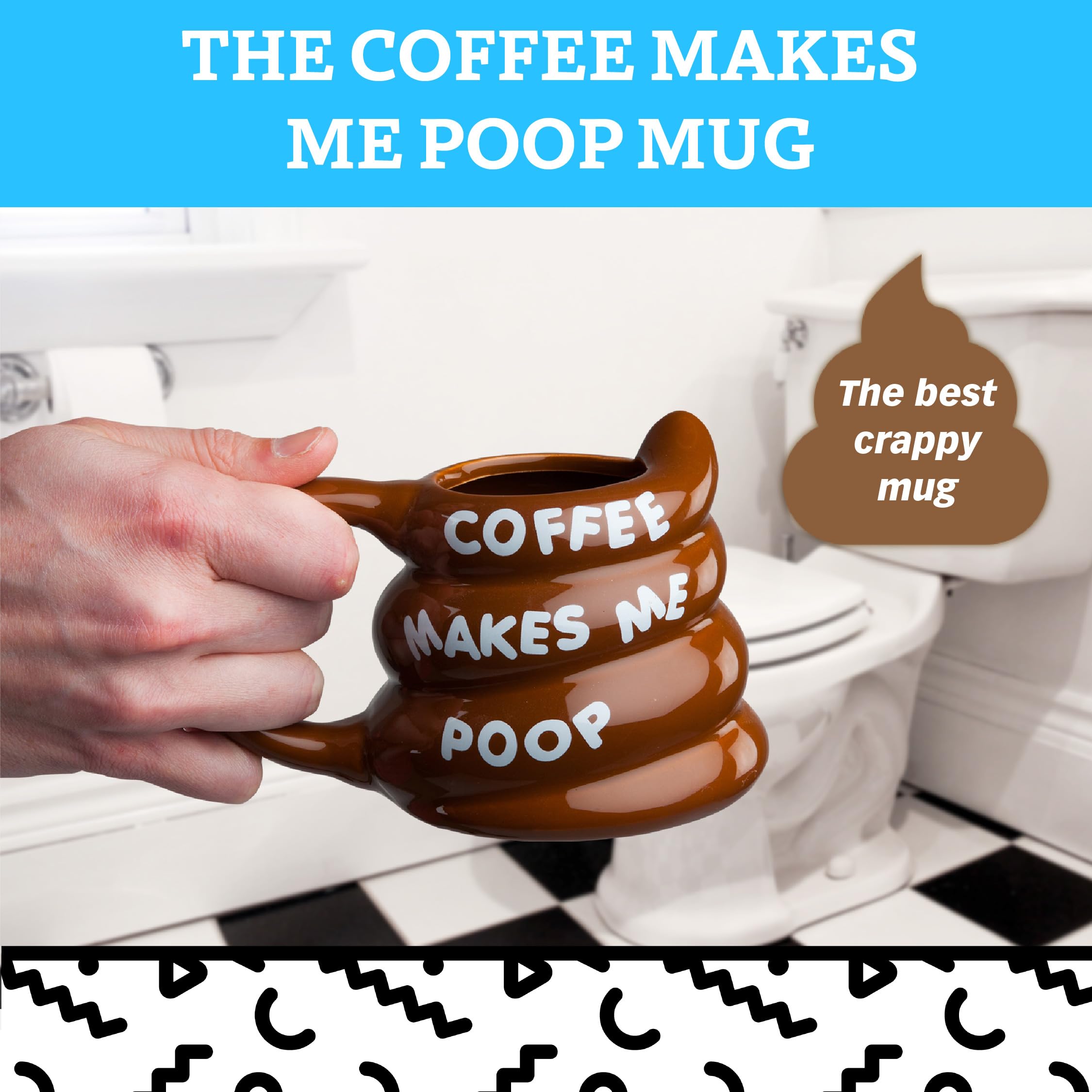 BigMouth Inc coffee makes me poop mug with two-sided print for bold office humor.