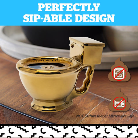 BigMouth Inc Golden Toilet Mug close-up ceramic detail enhances quirky kitchen decor