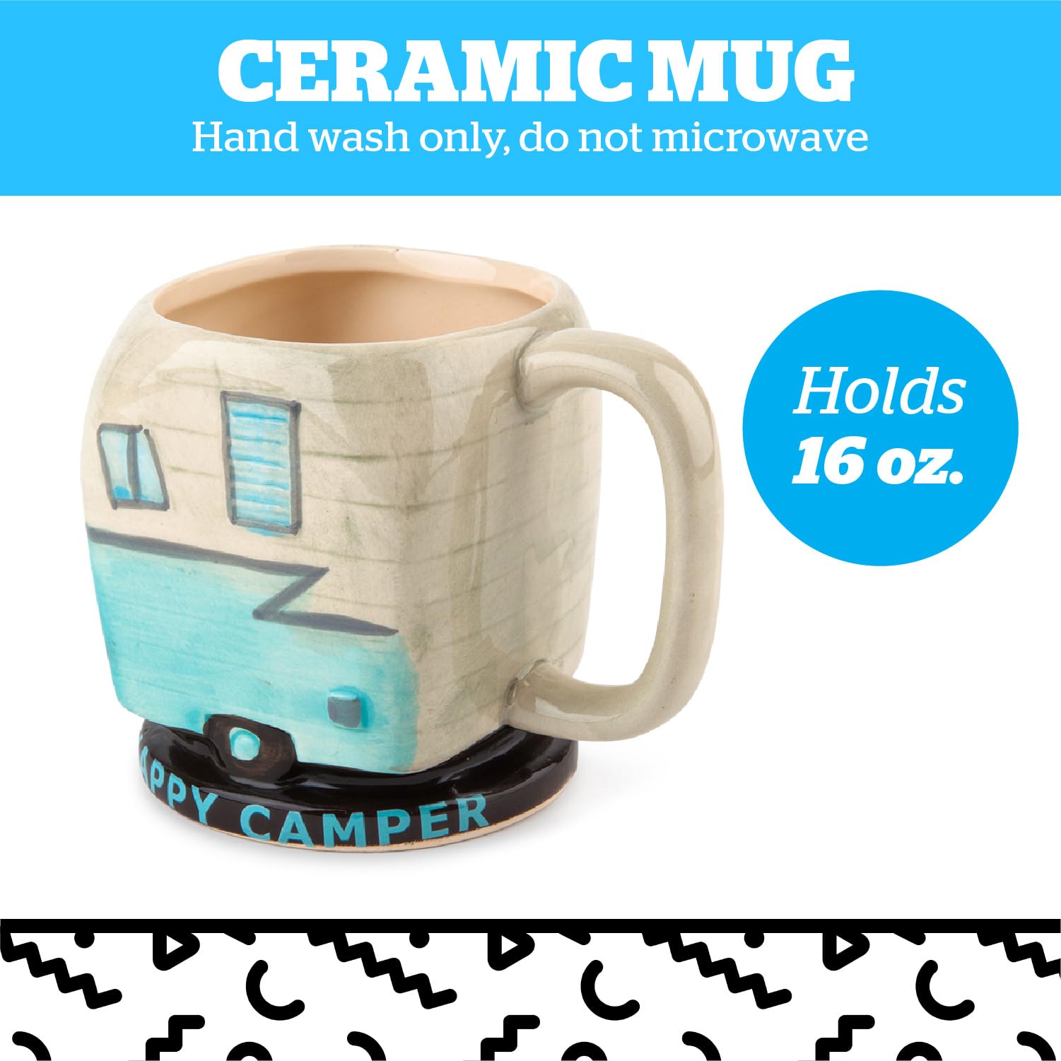 BigMouth Inc Happy Camper mug in hand for cozy camping moments on the go