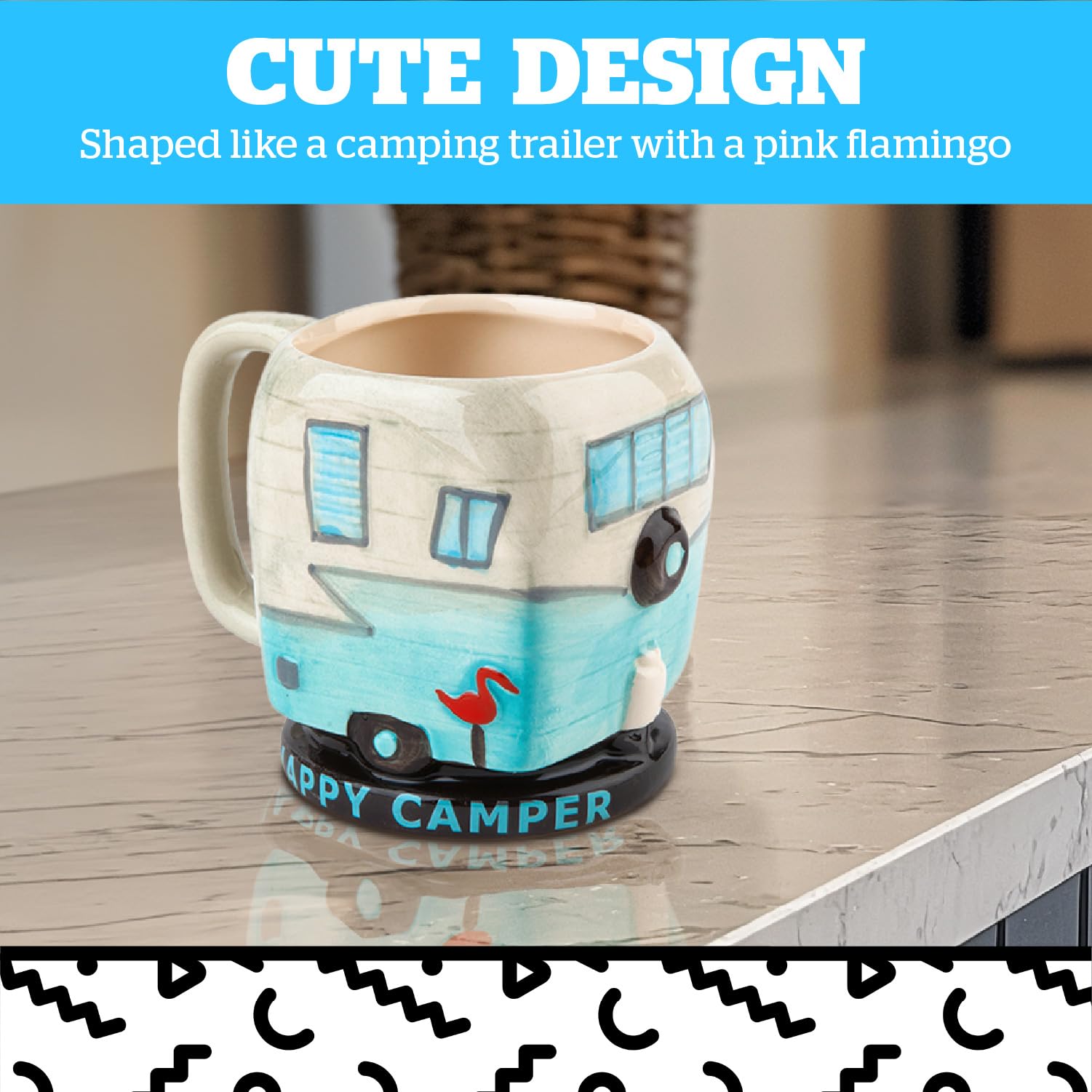 BigMouth Inc Happy Camper mug steaming with warm beverage detail