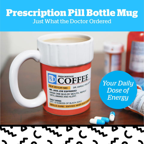 BigMouth Inc pill-bottle label mug sparks casual conversations during morning coffee.
