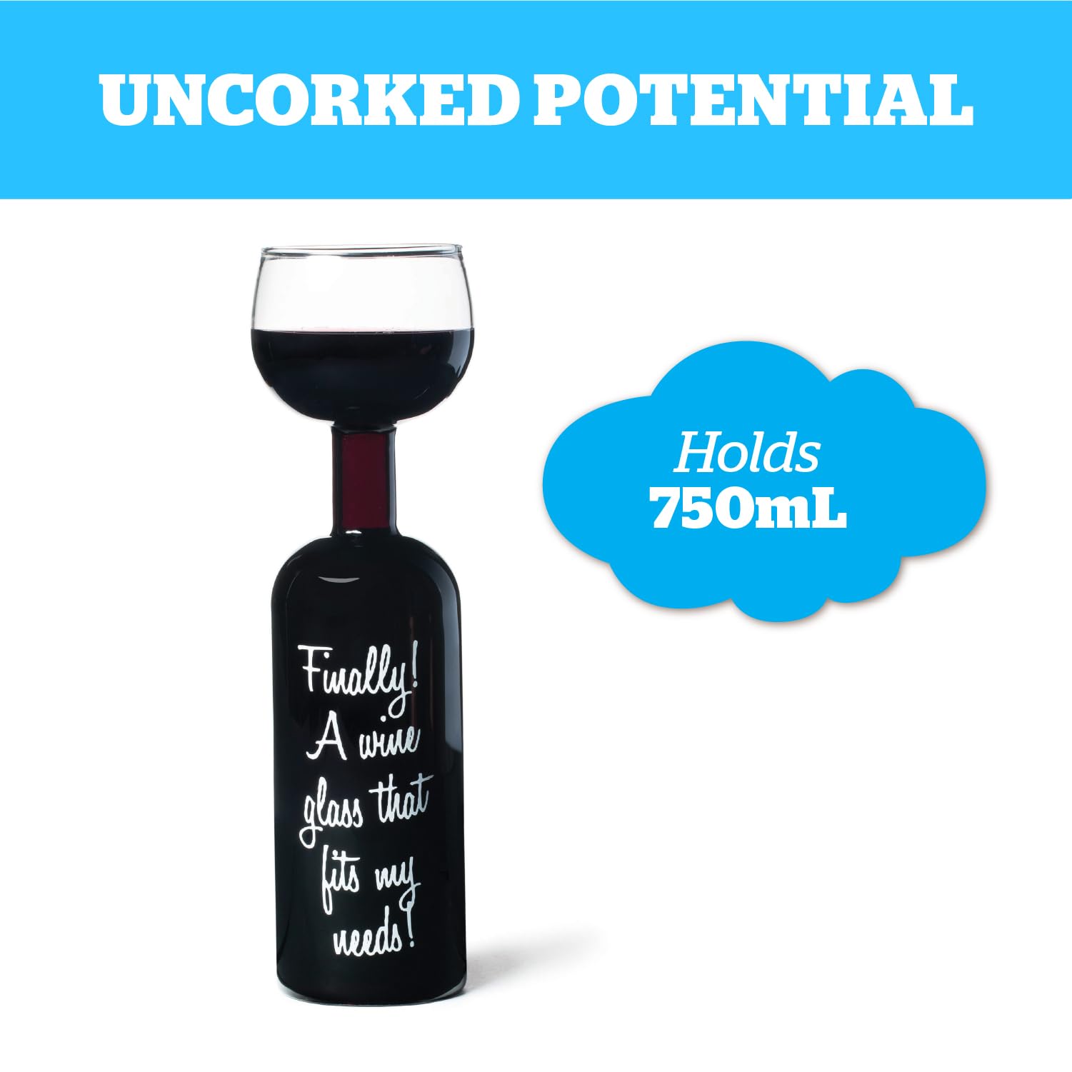 BigMouth Inc Ultimate Wine Bottle Glass with full bottle setup for entertaining and conversation