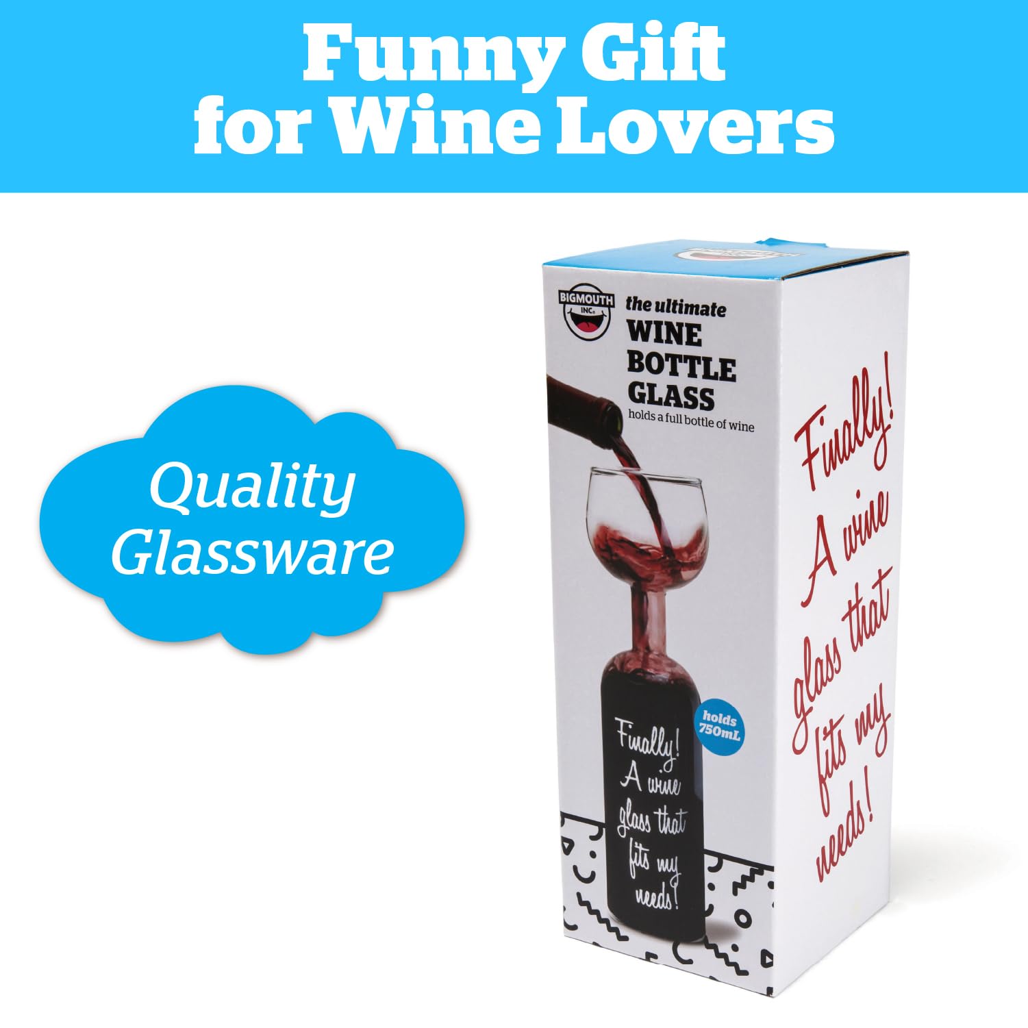 BigMouth Inc Ultimate Wine Bottle Glass gift idea for wine lovers and humor enthusiasts