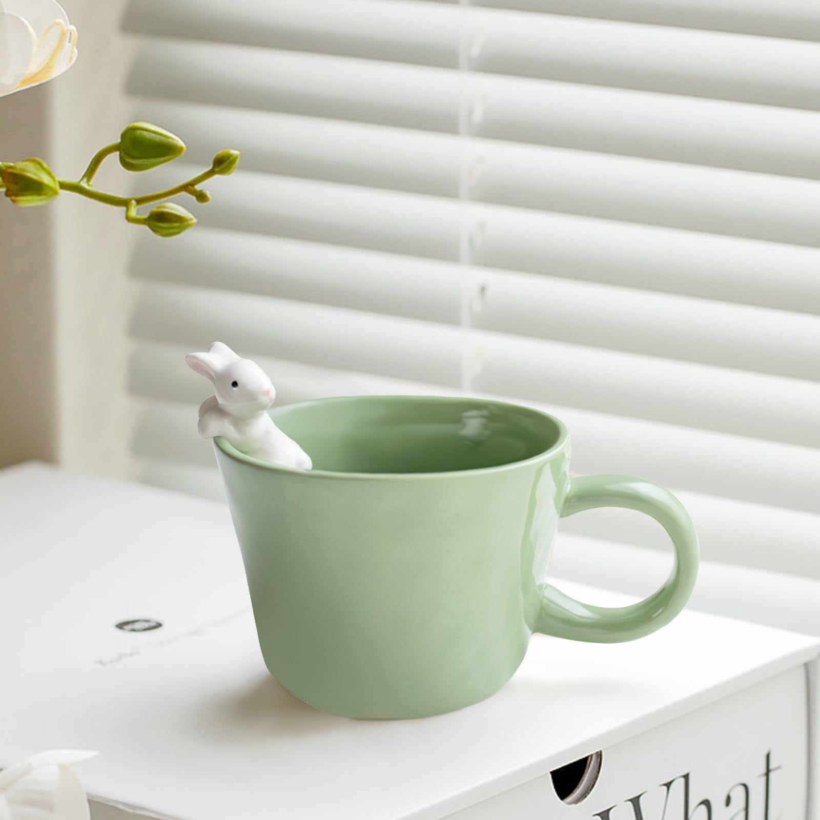 BigNoseDeer 12oz green mug ideal for coffee, tea, or hot chocolate.