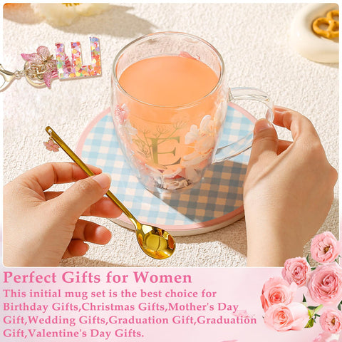 BigNoseDeer double-wall glass mug with spoon keeps drinks hot and hands cool