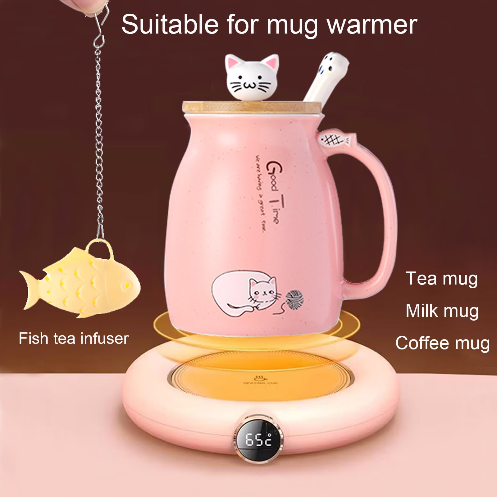 BigNoseDeer fish tea diffuser with stainless steel chain for loose tea