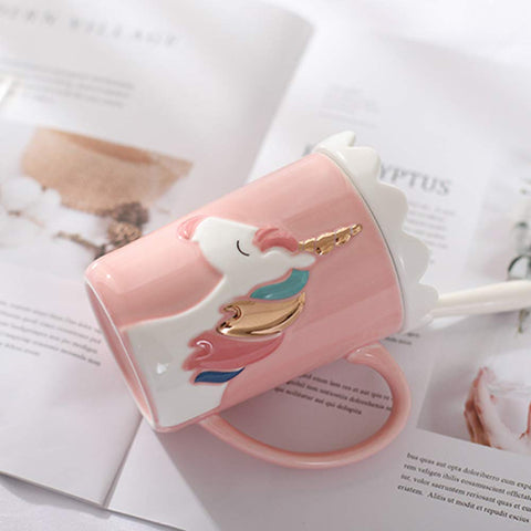 BigNoseDeer unicorn mug with spoon for convenient stirring