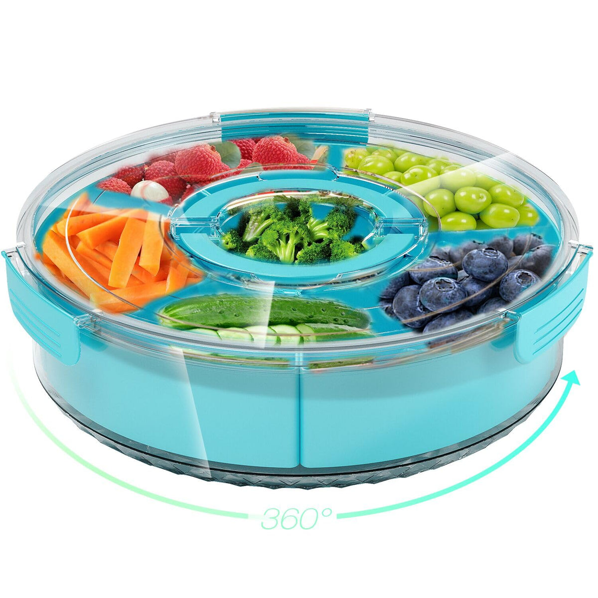 BigPonPon divided-rotating-tray-lid-handle for easy serving and stylish display