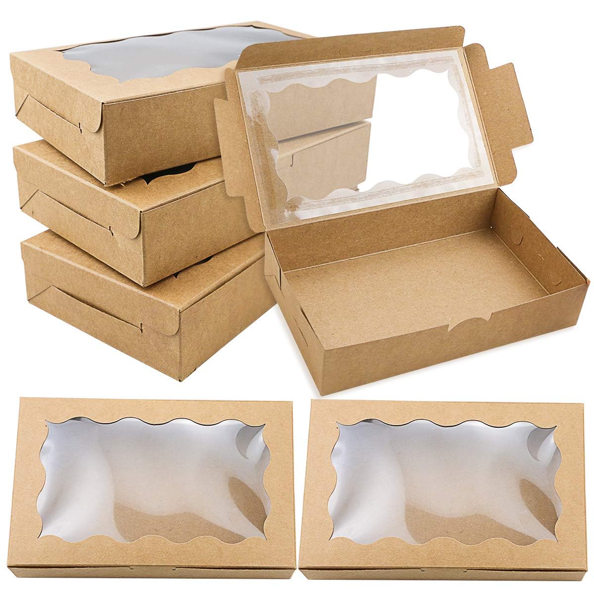 Billioteam small kraft cookie box with clear window for visibility and freshness.