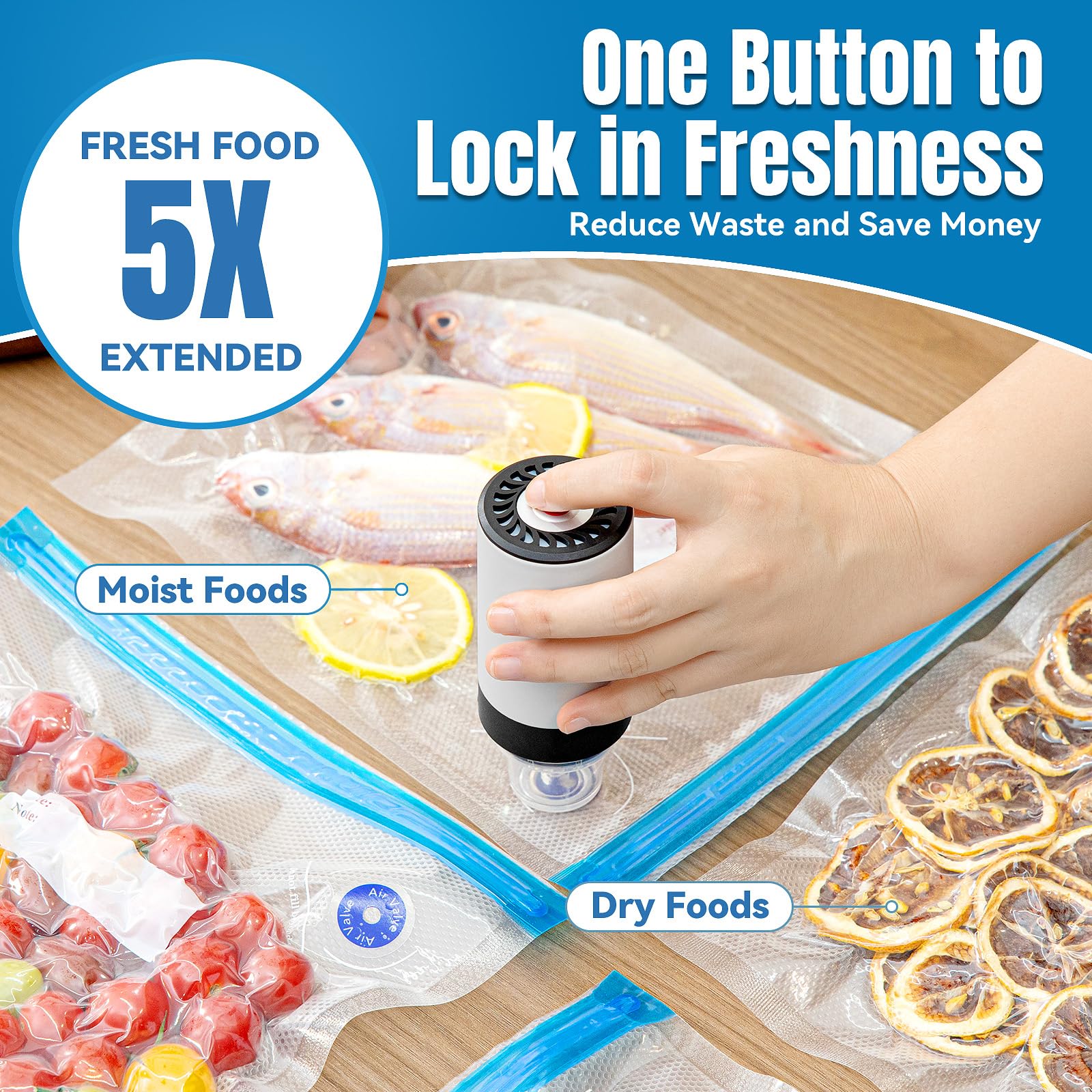 Billty vacuum sealer enabling quick seal in 10 seconds for on the go