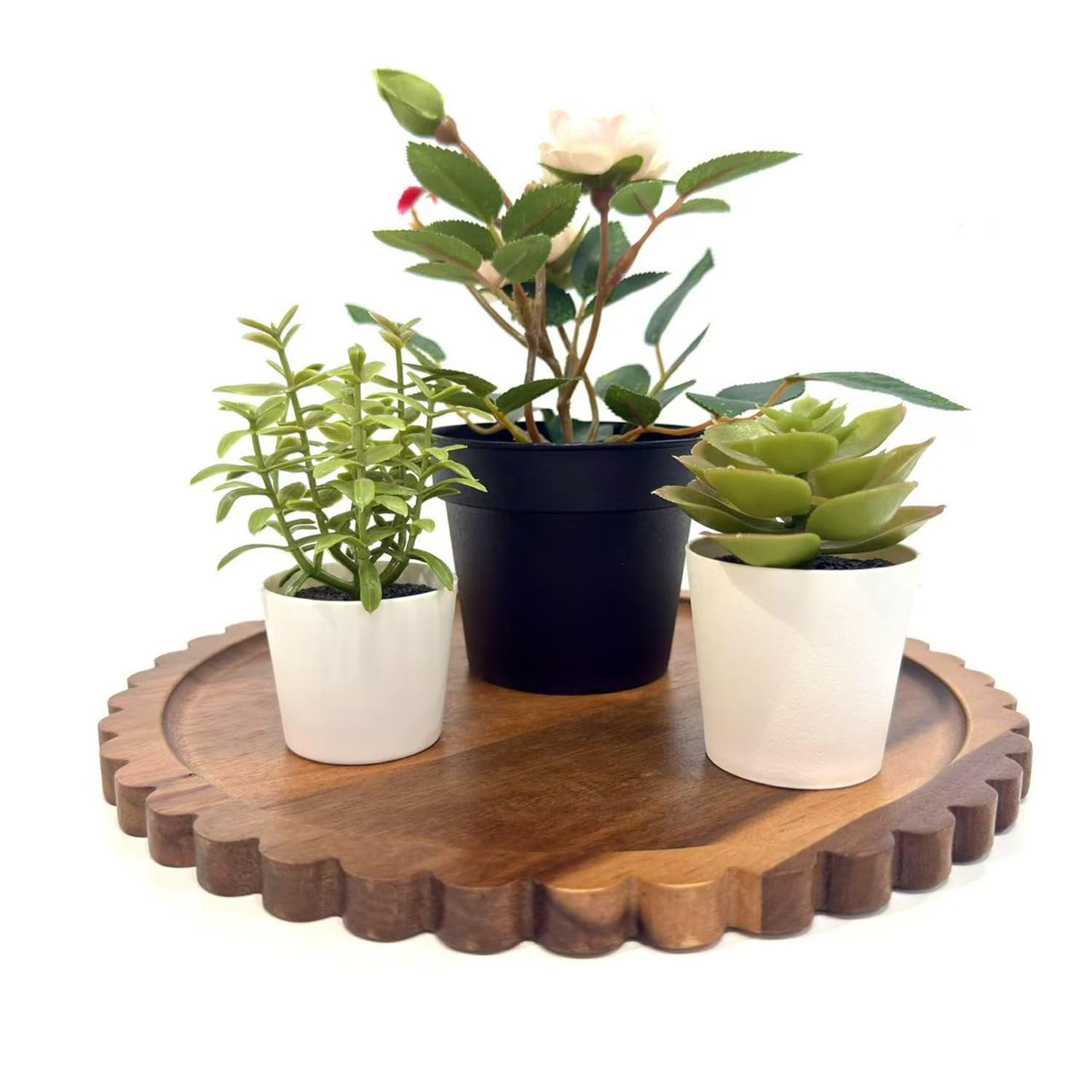 BILYSKEP round acacia wood grain pattern tray adds natural warmth