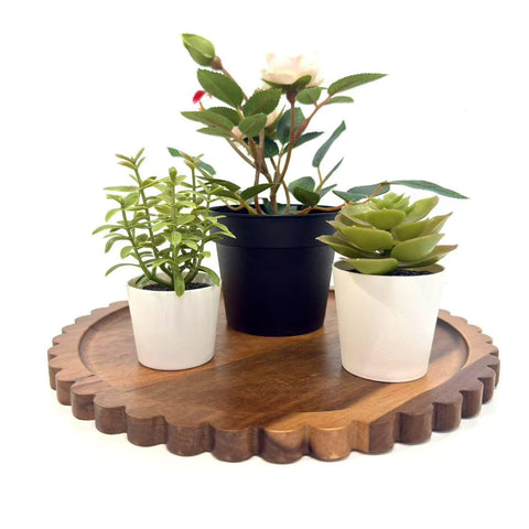 BILYSKEP round acacia wood grain pattern tray adds natural warmth