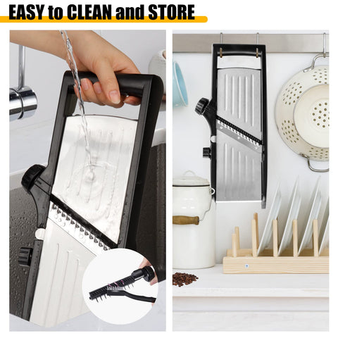 BINGBING Mandoline blades are dishwasher-safe for easy maintenance.