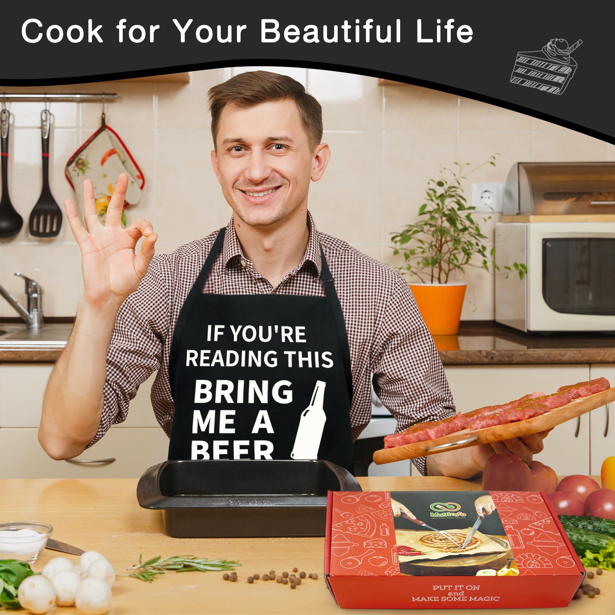 Binggle four roomy pockets keep utensils, recipes, and tools within easy reach