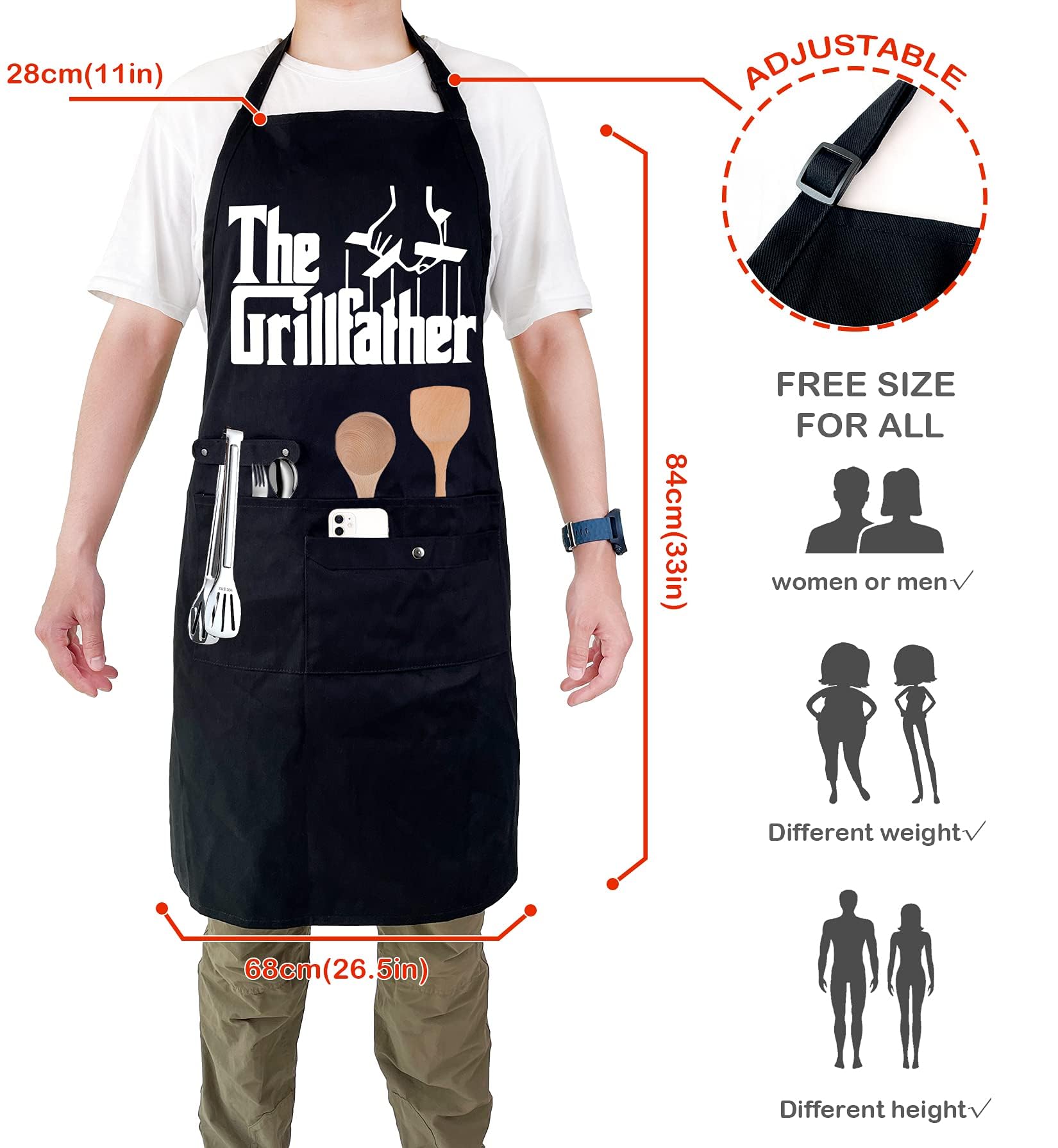 Binggle water-resistant coating protects clothing from splashes while cooking.