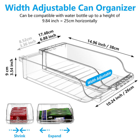 BingoHive expandable width organizer in fridge demonstrating increased capacity