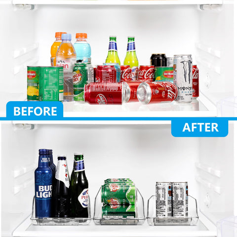 BingoHive fridge-friendly organizer neatly holding cans and bottles
