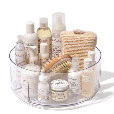 BINO transparent storage ideal for condiments and snacks on a bathroom counter