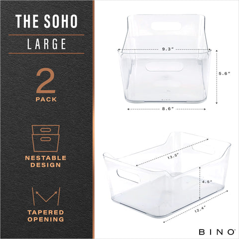 BINO clear open-top storage bin for quick access and tidy shelves