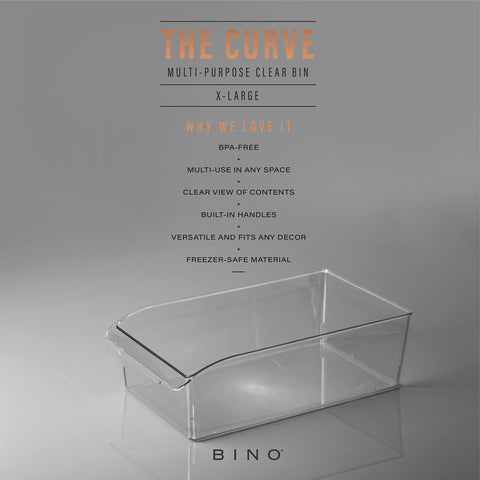 BINO clear plastic bin in fridge keeps contents visible at a glance.