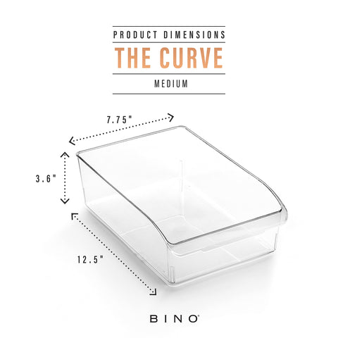 BINO Curve Collection fridge organizer bin keeps items visible.