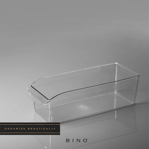 BINO Curve Large Bin with built-in handle for simple pulling from shelves.
