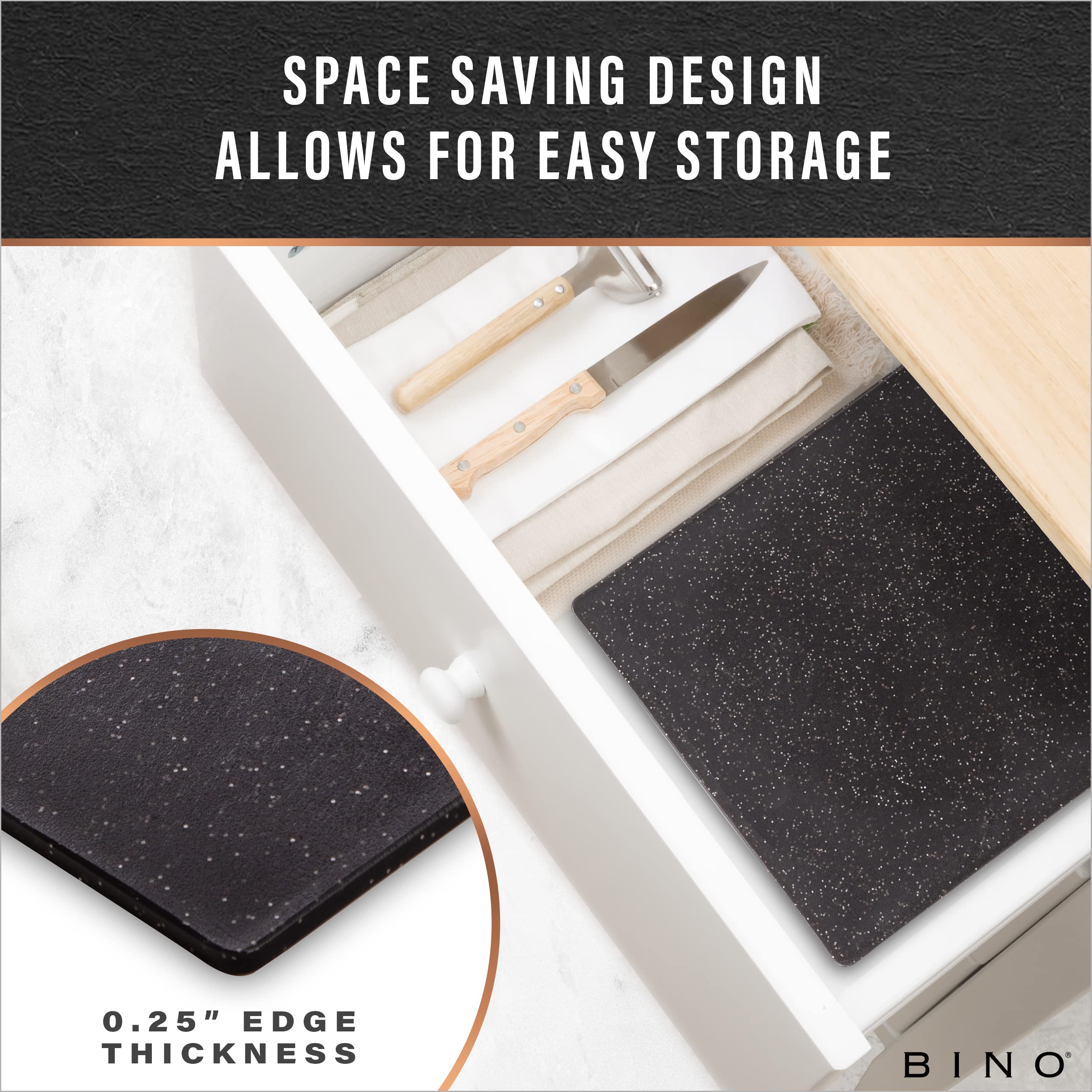 BINO cutting board measures 18x12 inches for versatile tasks