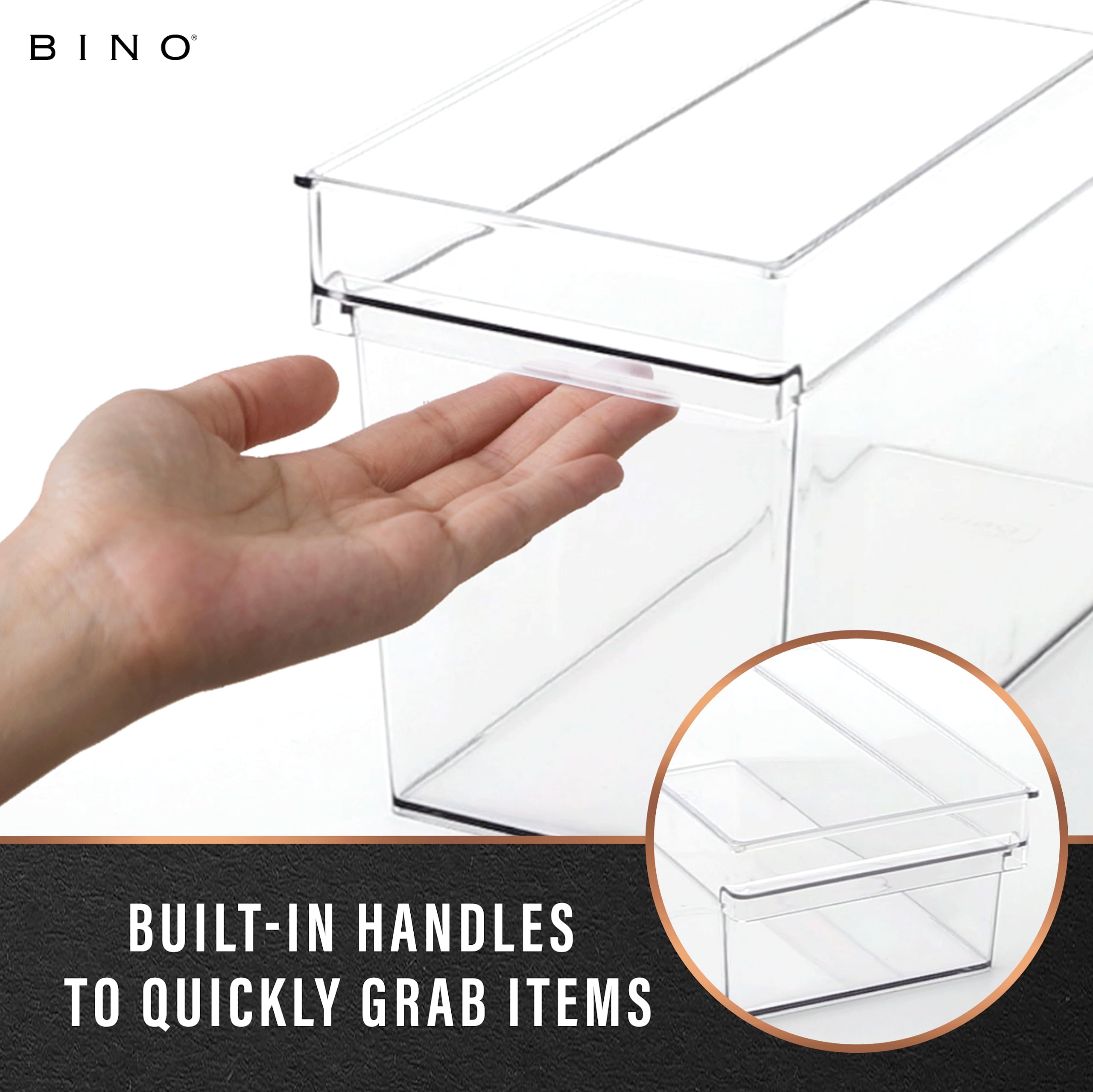 BINO The Handler see-through bin on a cabinet shelf for easy access