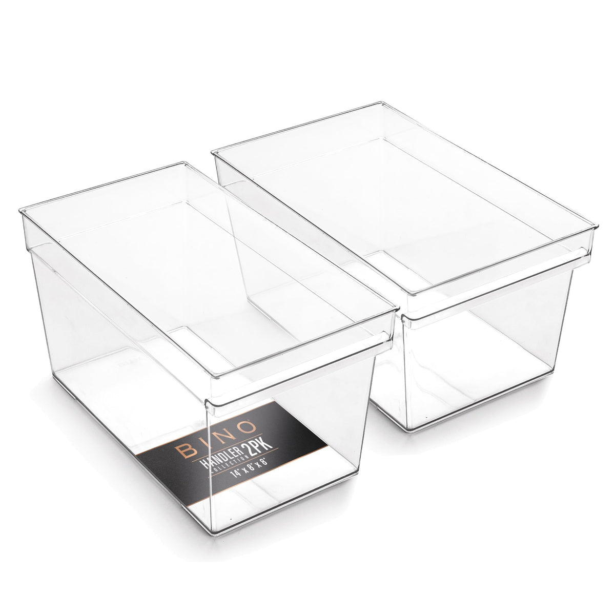 BINO The Handler large deep bin front view shows clear, durable storage for organized shelves.