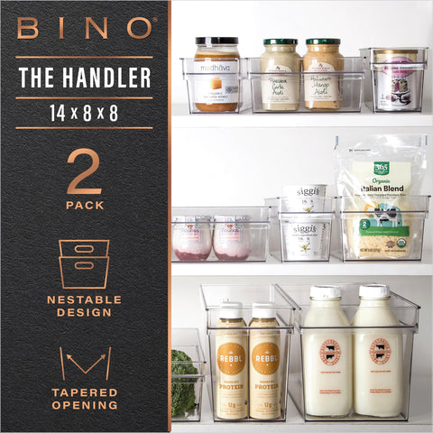 BINO The Handler large deep bin side view highlighting space-saving pantry organization.
