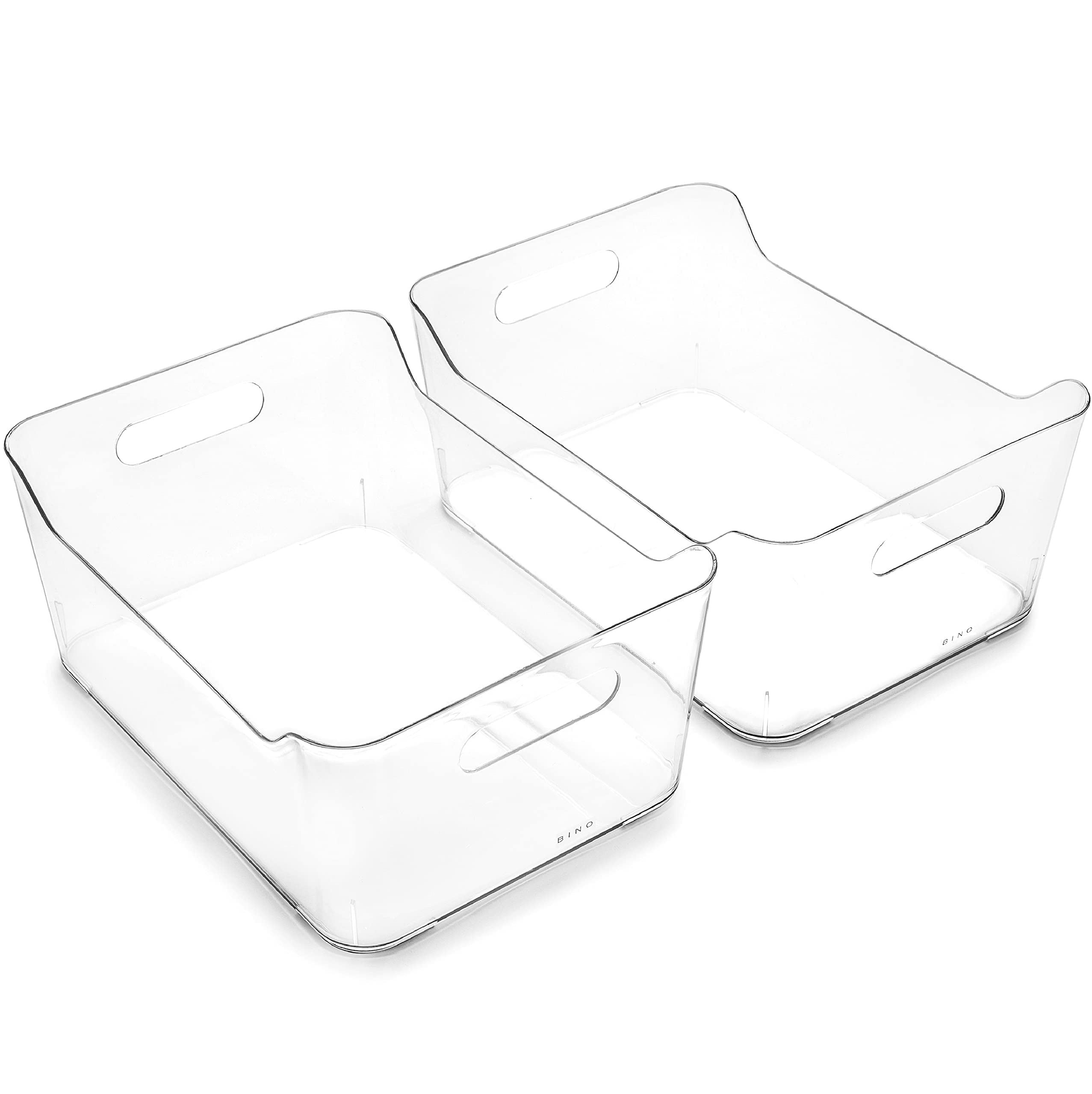 BINO large clear storage bin 2-pack for pantry organization and easy viewing
