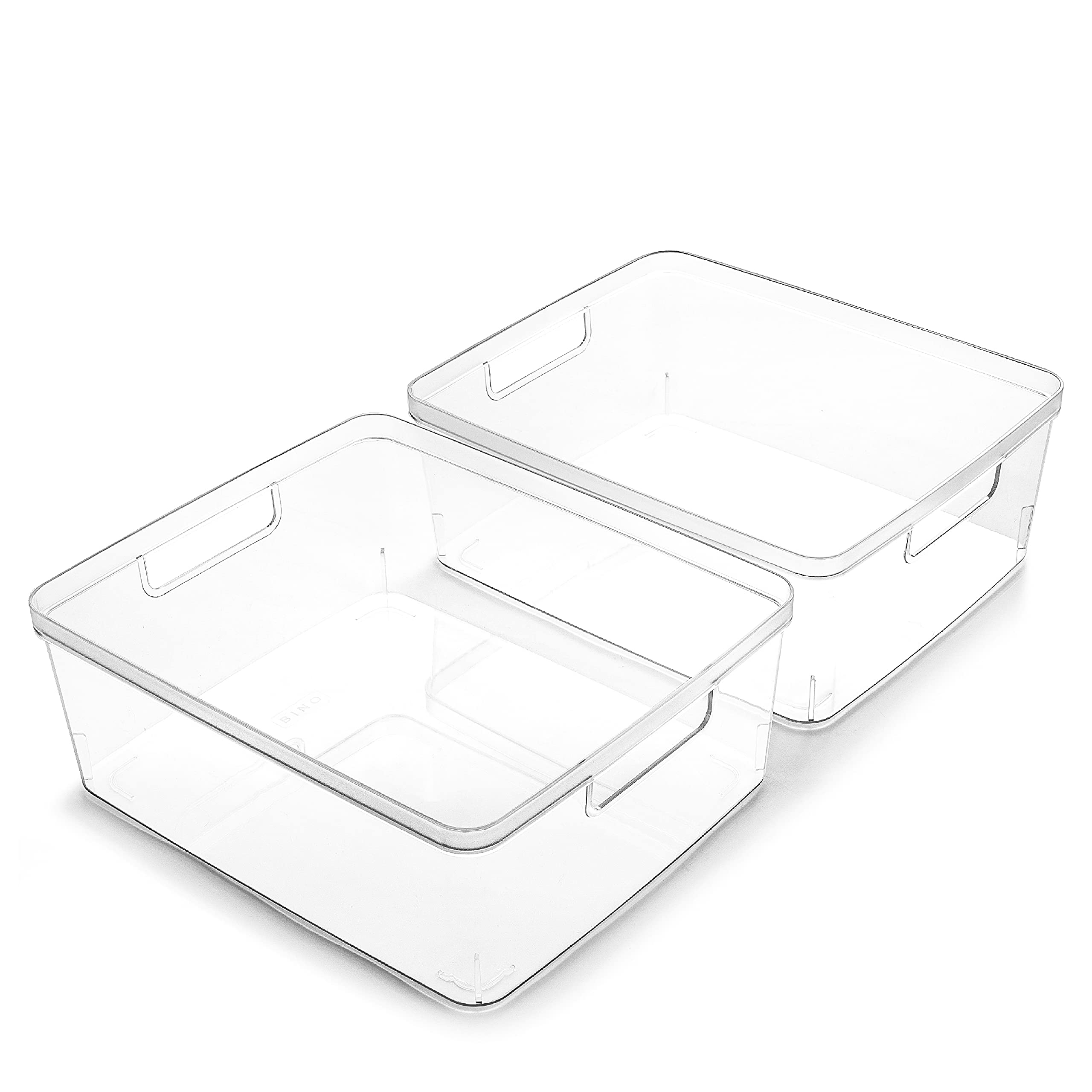 BINO Lucid Collection clear bin—medium 2-pack, ideal for quick pantry sorting and visibility.