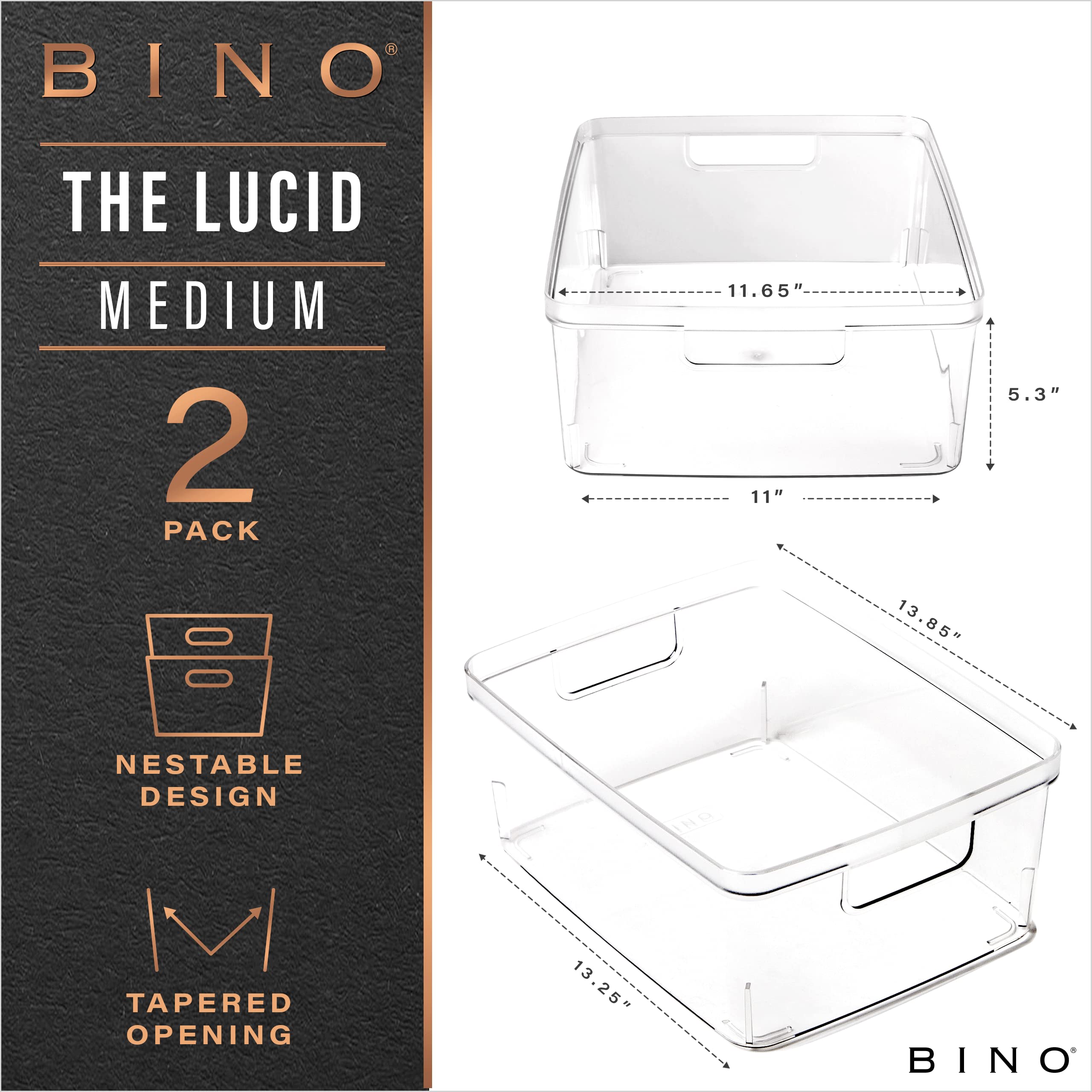 BINO Lucid Collection clear fridge organizer bin, keeps produce neatly visible.