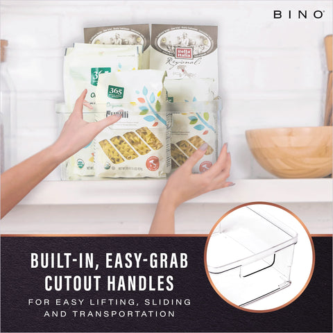 BINO Lucid Collection clear pantry organizer bin, maximizes cabinet space.