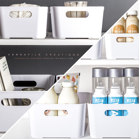 BINO minimalist storage bin on shelf adds sleek organization.