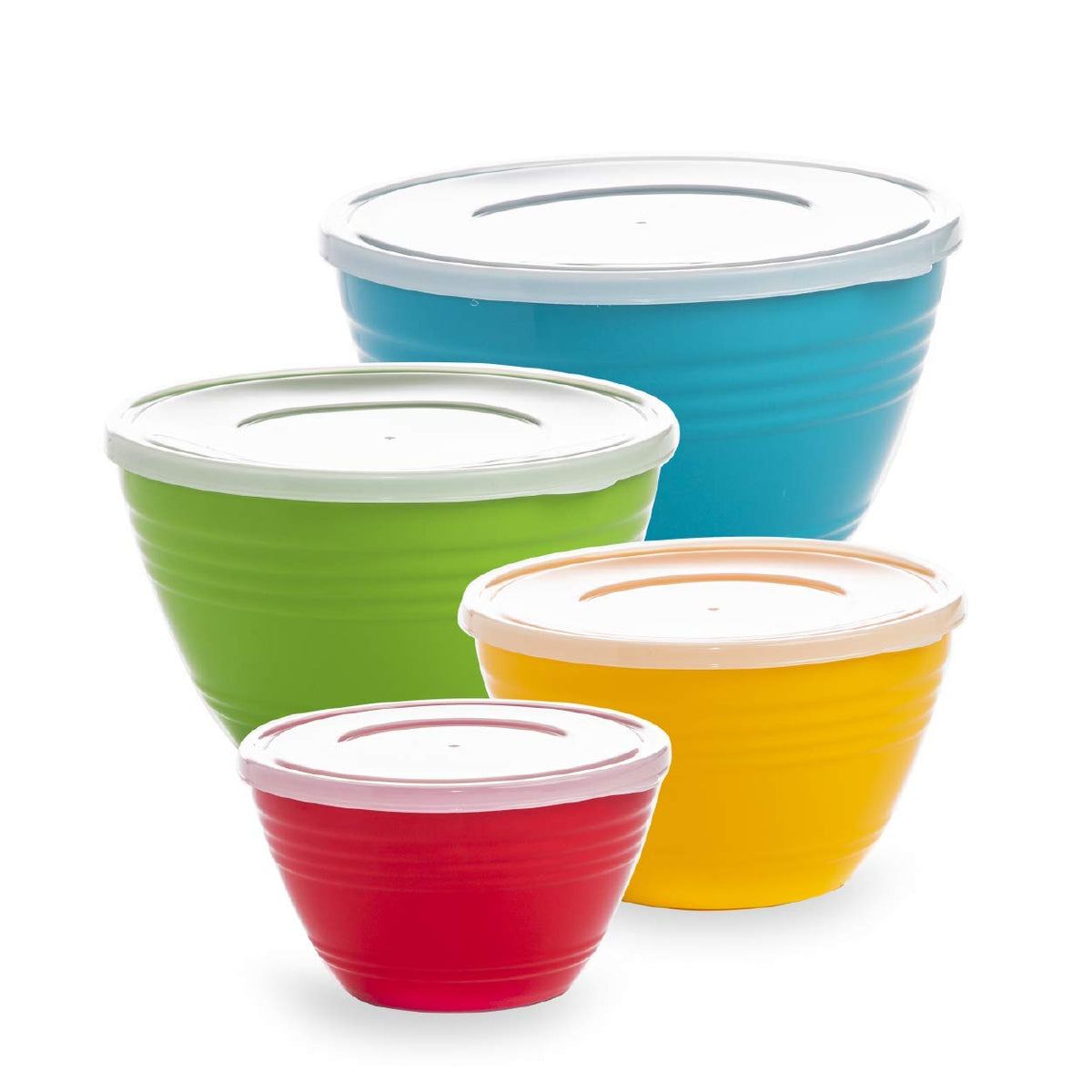 BINO mixing bowls with small lids for easy leftovers identification.