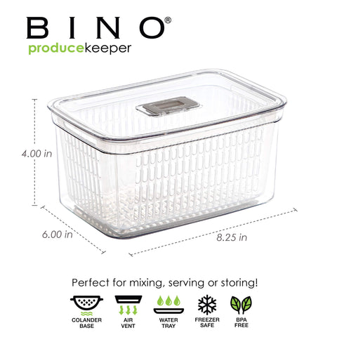 BINO Produce Saver removable basket for easy washing and draining of produce.
