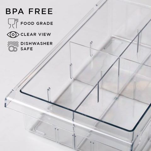 BINO pull-out fridge organizer installed in fridge with tool-free setup.