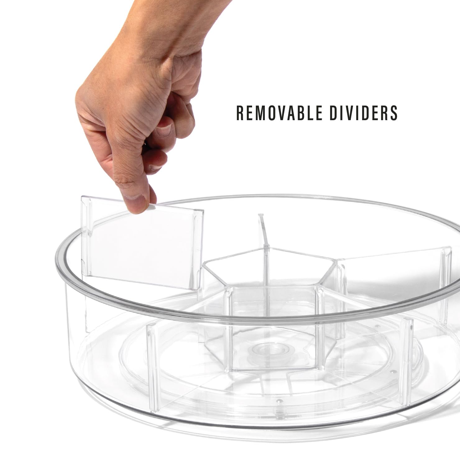 BINO six removable BPA-free bins tidy spice, tea, and condiments.