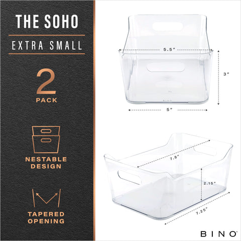 BINO SOHO X-Small clear bin side view enhances drawer storage
