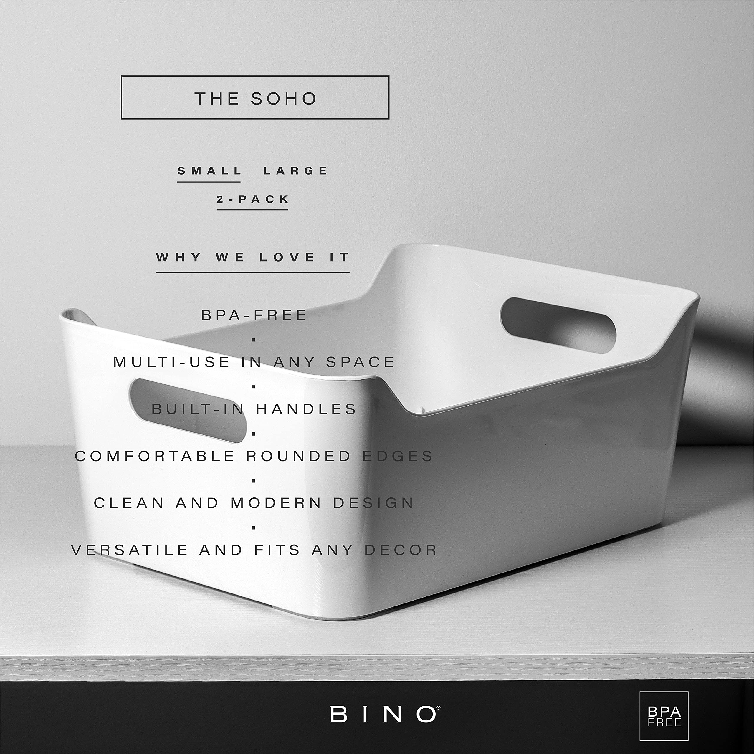 BINO fridge organizer bin keeps bottles neatly arranged for easy retrieval.