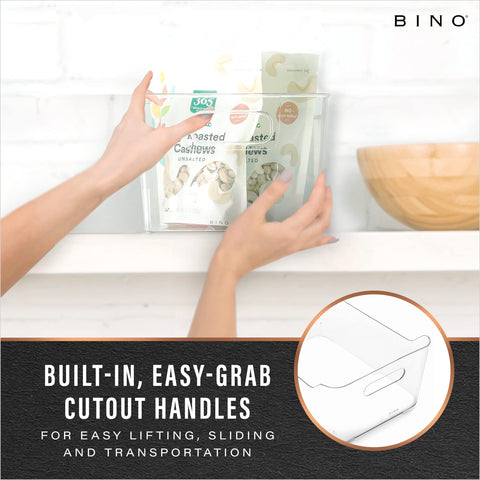 BINO X-Large clear storage bin open-top design for quick item visibility.
