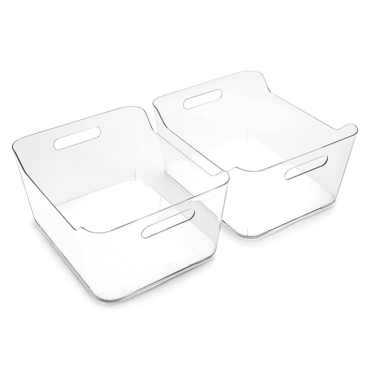 BINO X-Large clear storage bin front view for easy fridge organization.