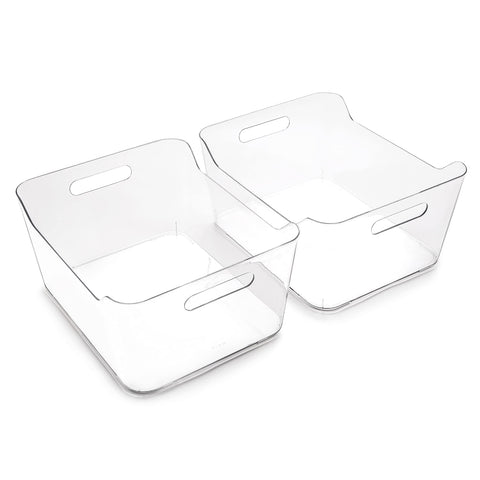 BINO X-Large clear storage bin front view for easy fridge organization.